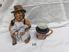 A Roy Kirkham Toby jug 'The sheep shearer' and a Beswick character jug 'Mr Pickwick'