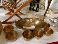 A Cunard White Star line rare gilt bronze fruit bowl with 6 matching finger bowls (dated 'D' 1936)