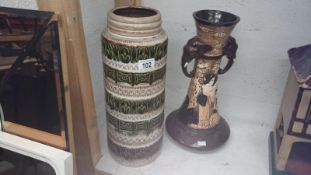 A German pottery vase and a Bretby vase