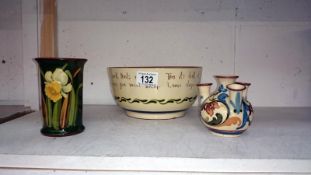 A Torquay pottery bowl and 2 other items
