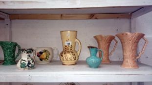 A shelf of jugs etc
