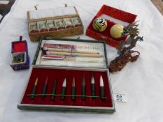 A calligraphy set and other Chinese items
