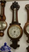 An oak aneroid barometer