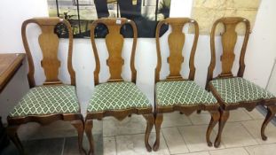 A set of 4 Dutch oak Queen Anne style dining chairs