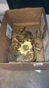 A box of brass door handles etc