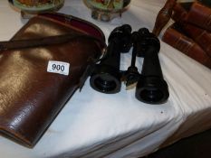 A set of 1946 Barr & Stroud Royal Navy binoculars with blue green filters and in case
