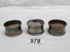 3 White Star Line silver plated napkin rings
 
Only 1 has markings but is barely visible