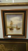 An original oil painting on canvas 'Sailing vessels at anchor' by Ken Hammond