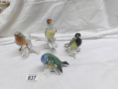 4 Continental porcelain birds