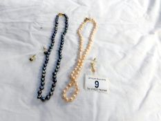 2 fresh water pearl necklaces and earrings