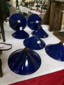 7 blue enamel lamp shades