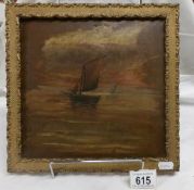 A 19th century oil on board seascape initialed M P