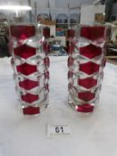 A pair of vintage glass vases