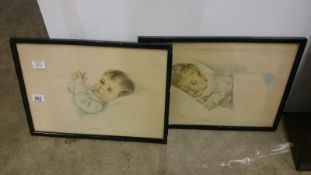 A pair of baby studies in the style of Lilian Rowles