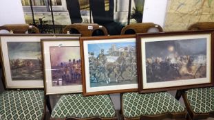 4 framed and glazed military prints