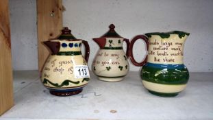 3 Torquay pottery jugs