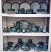 3 shelves of Denby tea and dinner ware