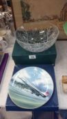 A Coalport Concorde plate and a glass bowl