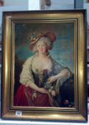 A gilt framed portrait of a lady on canvas
 
Doesn’t bear a signature