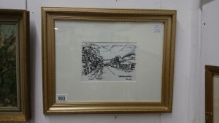 A pen and ink sketch by Adrian Hill (1895-1977) signed