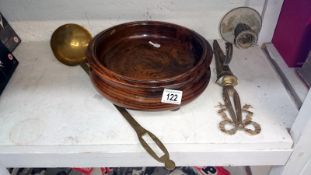 A large wooden bowl,