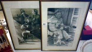 2 framed and glazed studies of musicians