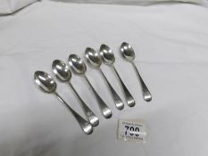 A set of 6 silver teaspoons