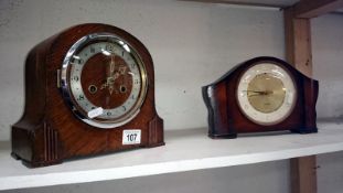 2 oak mantel clocks