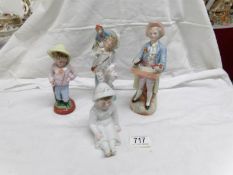 4 19th century continental porcelain figurines