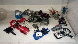 A collection of 1980's transformers in various conditions