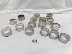 A mixed lot of silver plated napkin rings