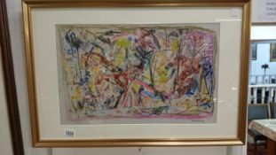 A monotype abstract print by Walter Steinberg (born 1922) signed and dated 1978