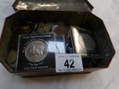 A box of assorted coins