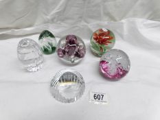 6 glass paperweights