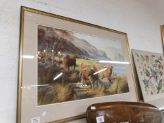 An original pastel painting 'HIghland Cattle' by Robert Nichols