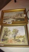 2 small oil paintings of Lincoln with Cathedral in background by B Cooper