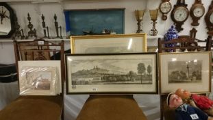 3 framed and glazed engravings of Lincoln and 11 prints of Lincoln scenes