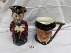 A Burleigh Chelsea Pensioner Toby jug and a Sylvac John Bull character jug