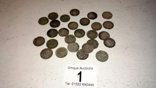 27 silver threepenny bits