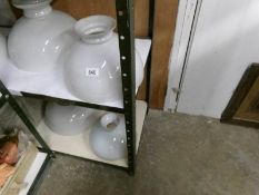 5 large white glass lamp shades and 2 others