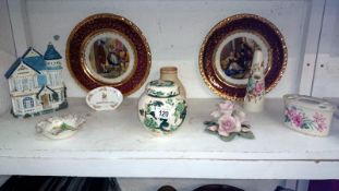 A mixed lot of ceramic items including Mason's chartreuse ginger jar, Royal Winton,