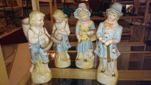 2 pairs of 19th century Continental porcelain figures