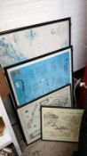 4 framed and glazed maps including Isles of Scilly, st.
