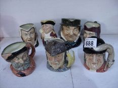 7 Royal Doulton character jugs including Gladiator, Gone Away,