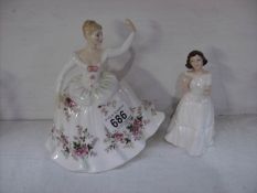 A Royal Doulton figure, Shirley HN1702 and a small Royal Doulton figure, Welcome Hn3764,
