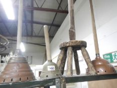 4 old washing 'dollies' including brass and copper