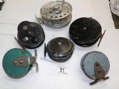 6 vintage metal reels