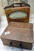 2 early wood cased volt meters