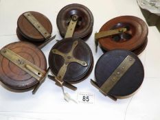 6 vintage wooden reels including a star back
