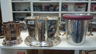 3 items of silver plate including ice bucket (1 item with severe dent)